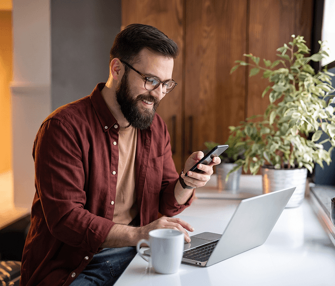 A banking advisor with a tablet meeting a customer