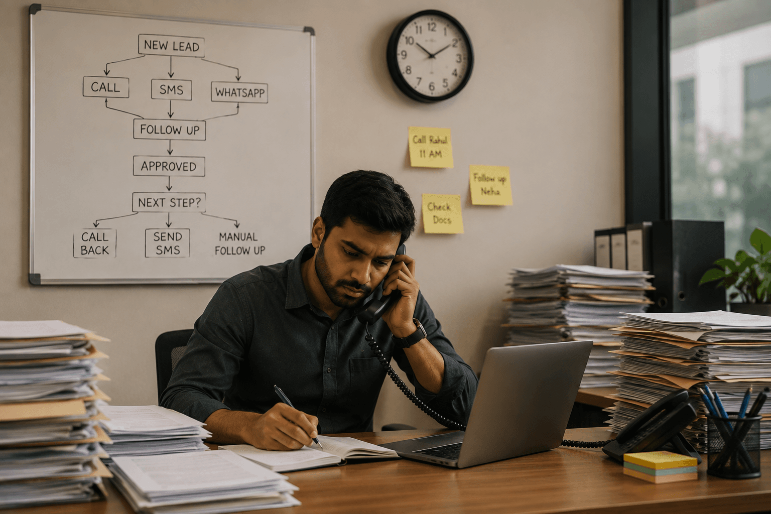 A customer checking a loan approval on a phone