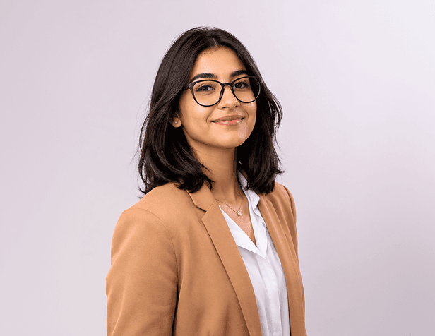 A growth lead at her desk