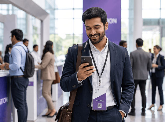 An attendee registering for an event on a phone