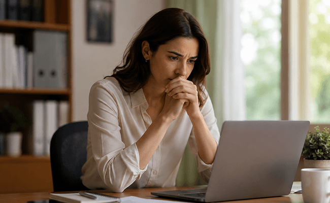 A supporter reading a campaign story on a laptop