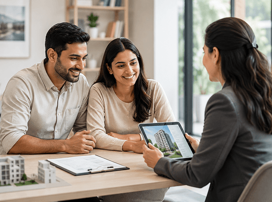 A buyer completing a booking with an agent