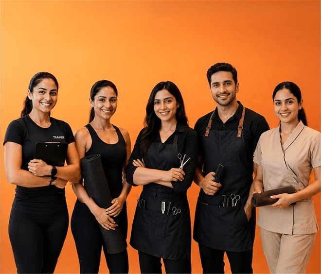 A studio team welcoming members